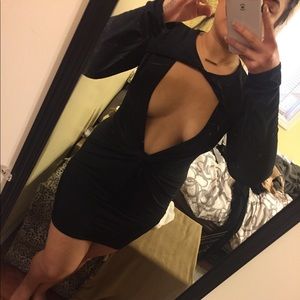 Long sleeve deep v dress